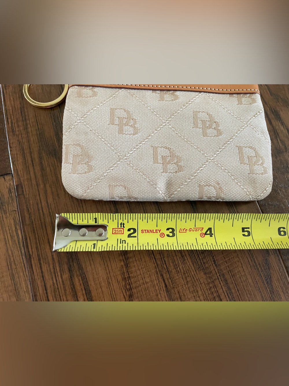 Dooney & Bourke Cream Canvas Wristlet with Tan Leather Trim - Picture 9 of 9